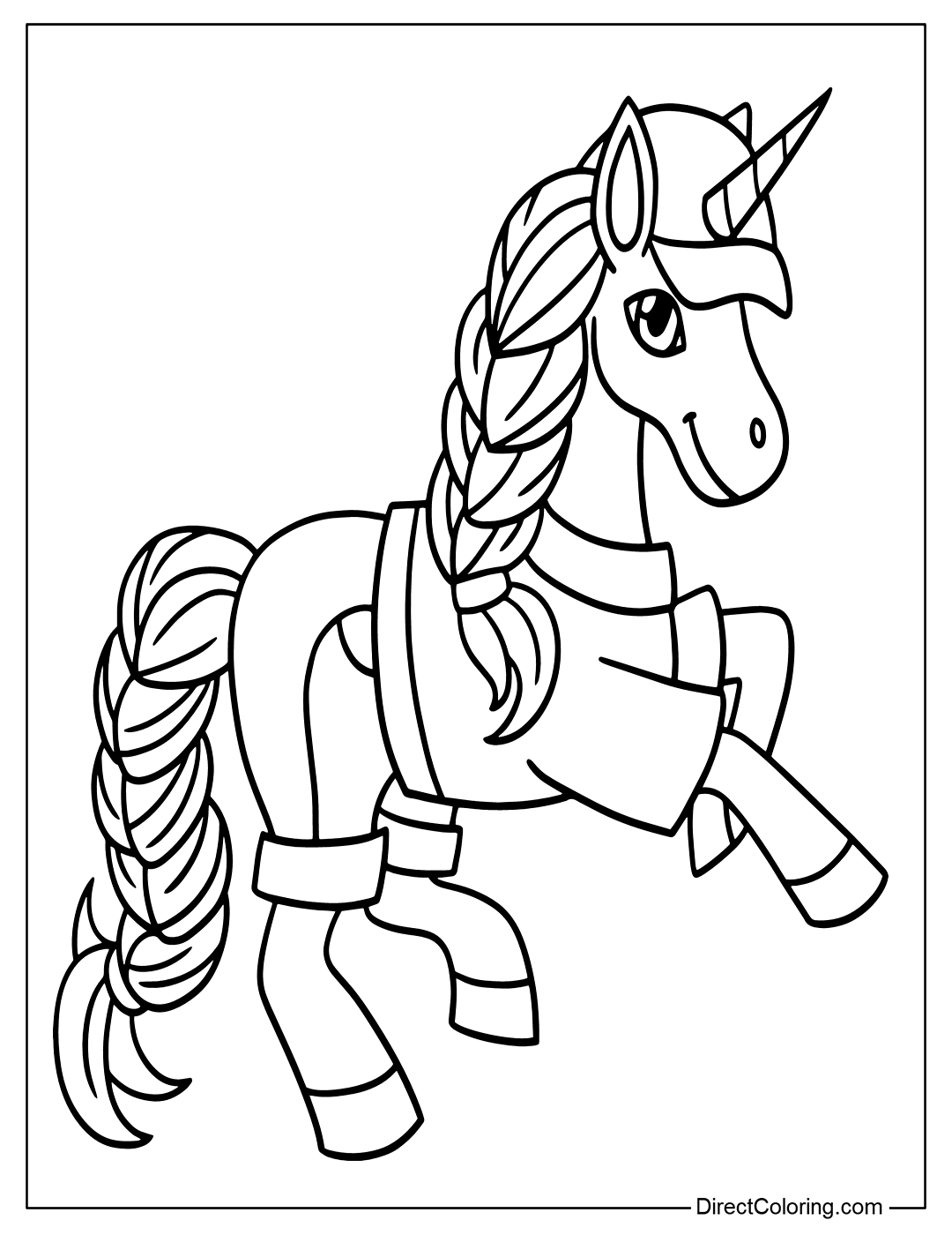 Beautiful Unicorn Coloring Page for Girl